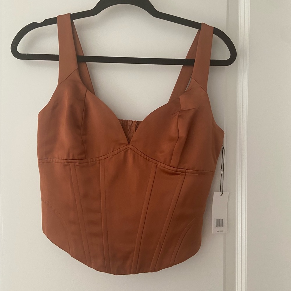 Jason Wu Crop Top Womens M Satin Bustier orange rust Trendy
